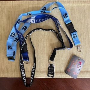 College BUNDLE ~ 3 College Landyards ~ DUKE, UNC, Wake Forest ~NWT